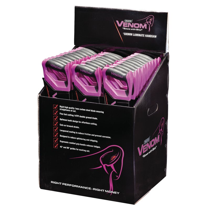 Dispenser of Draper Venom® Double Ground Laminate Saw, 500mm, 13tpi/14ppi (30 Piece)