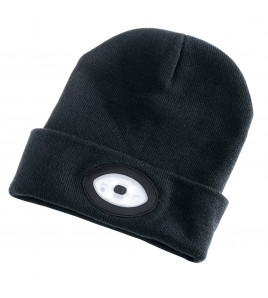Beanie Hat with Rechargeable Torch, One Size, 1W, 100 Lumens, Black