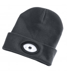 Beanie Hat with Rechargeable Torch, One Size, 1W, 100 Lumens, Grey